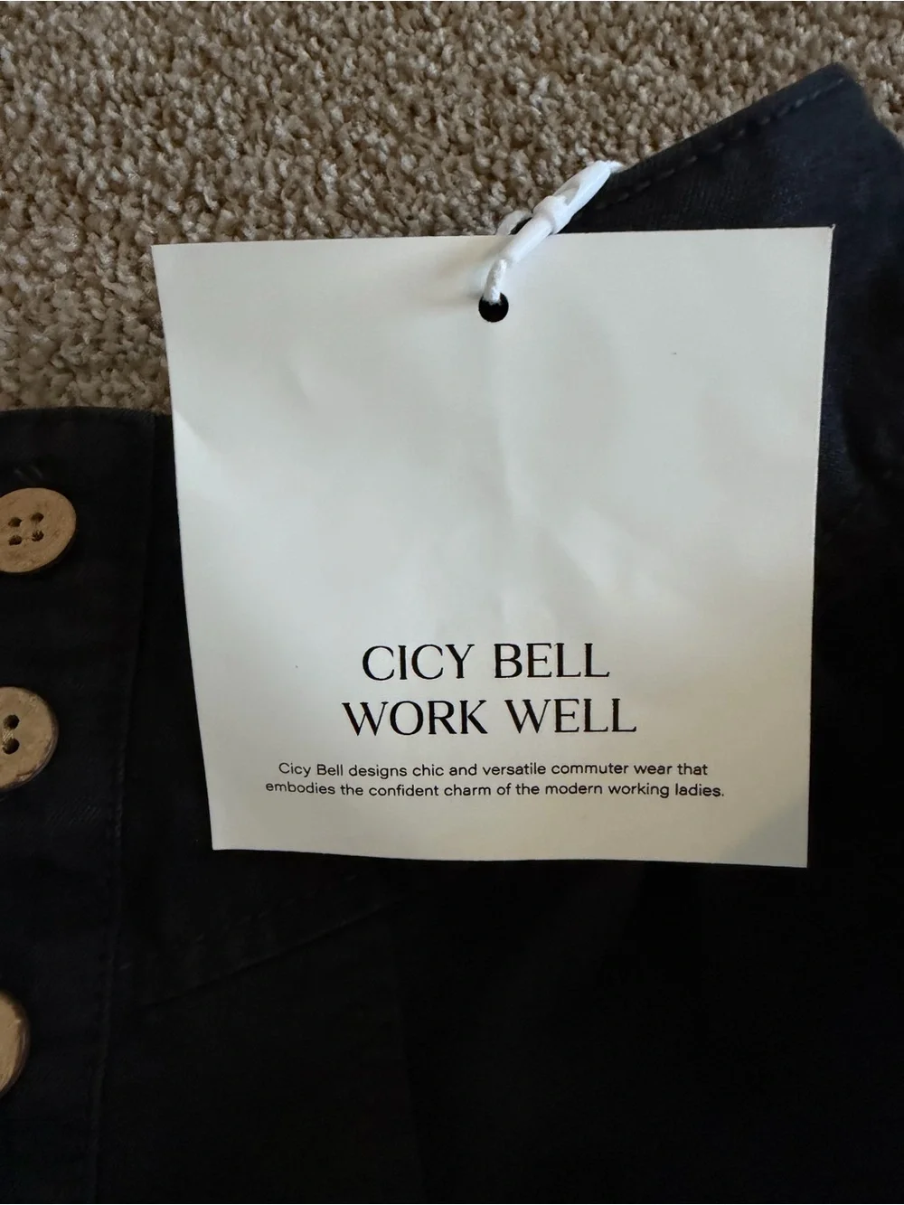 Cicy Bell High-Waist Black Button-Front Women's Shorts